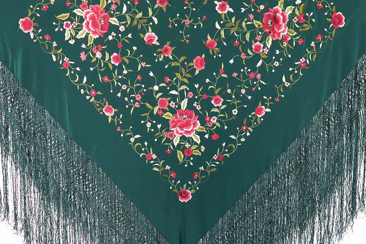 e-フラメンコショップ・Tienda de Flamenco / 深緑xカラー刺繍・Ref-2997JA